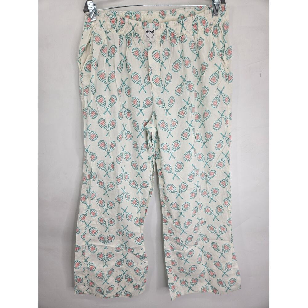 Aerie Women’s XL Pajama Pants Tennis Racket Pattern Relaxed Fit Cozy Loungewear